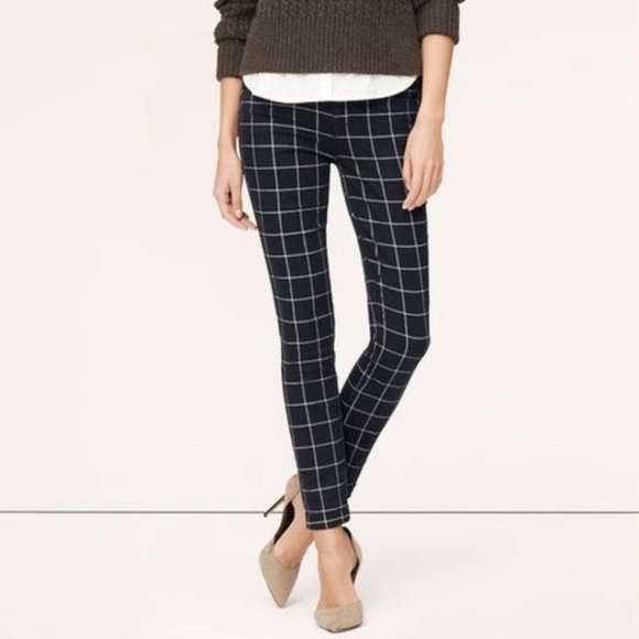 LOFT Denim - LOFT Modern Skinny Ankle Windowpane Plaid Jeans